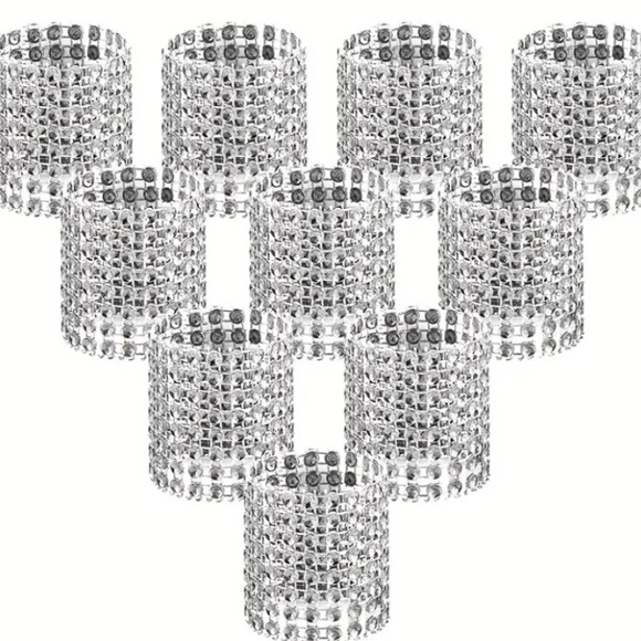 Yipin | Dining | New Set Of 5 Pcs Sparkly Reusable Napkin Rings Silver ...